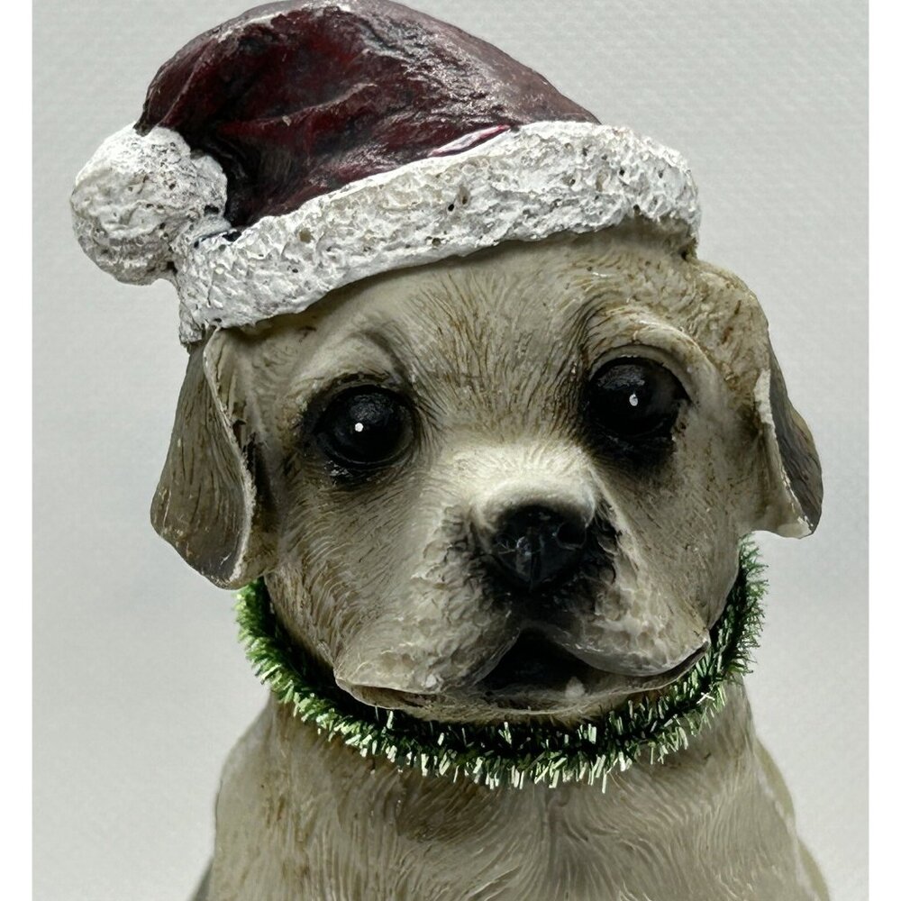 Santa Puppy Dog Pet Figurine Vintage Christmas Hat Tinsel Collar Cute Labrador? - Picture 9 of 12